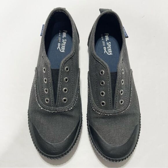 Paul Sperry Slip On Sneakers Sayel Clew Scratch Washed Black/Gray, Size 9 - Picture 2 of 9